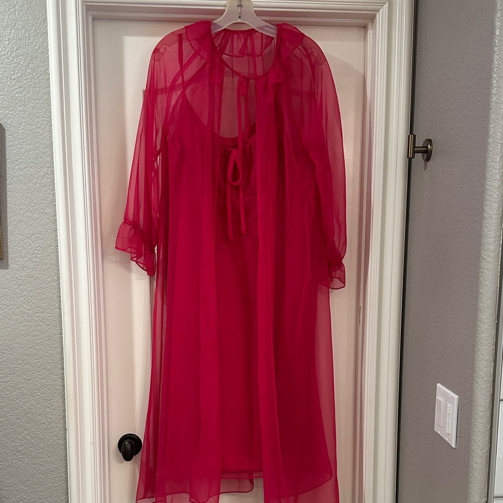Sheer Raspberry Cover-Up with Matching Neglige